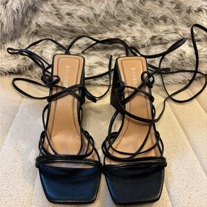 BAMBOO Black Strappy Heels